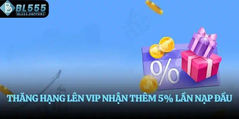 Thăng hạng lên VIP nhận thêm 5% lần nạp đầu